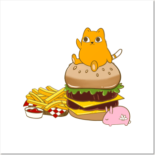 Fat Cat and burger Posters and Art